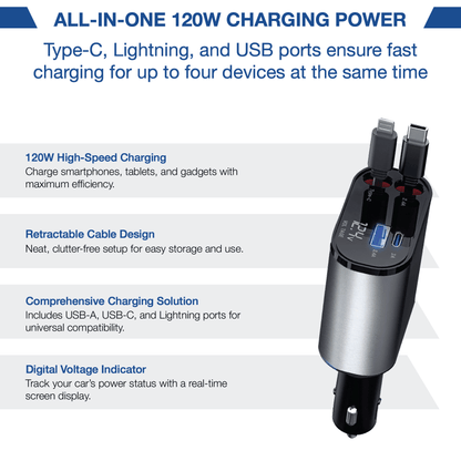 Voxku™ 4 In 1 Car Charger Adapter Powerful Fast Charging